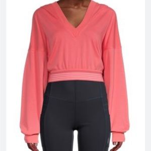 Free People Movement Coral/Pink Grand Slam Crop Athleisure Hoodie